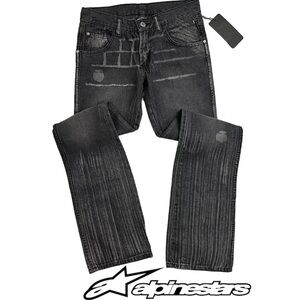 NEW Alpinestars 4W Acid Black Denim Jeans Motocross Riding Motorsports (Sz 9)